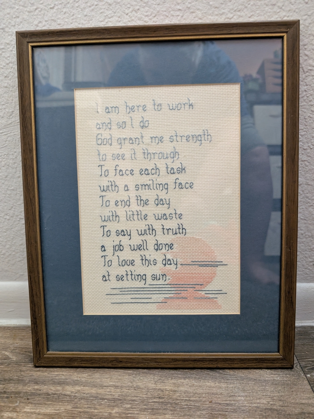 Framed Cross-Stitch Inspirational Work Poem One Of A Kind